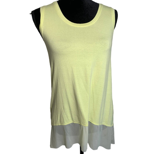 Black Label Lemon Yellow Sheer Inset Sleeveless Tank Top Sz 0