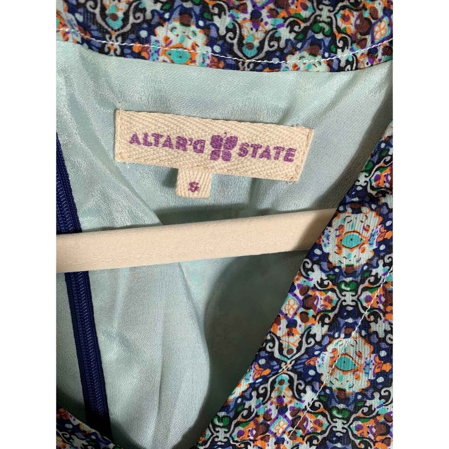 Altar'd State Printed A-Line Long Sleeve Mini Dress Sz S