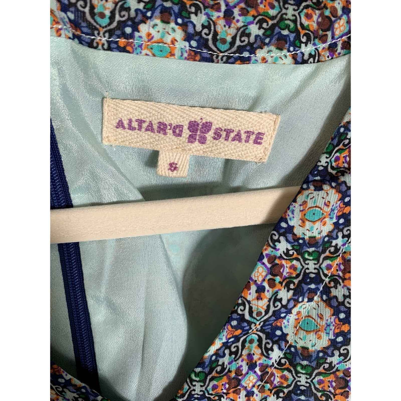 Altar'd State Printed A-Line Long Sleeve Mini Dress Sz S