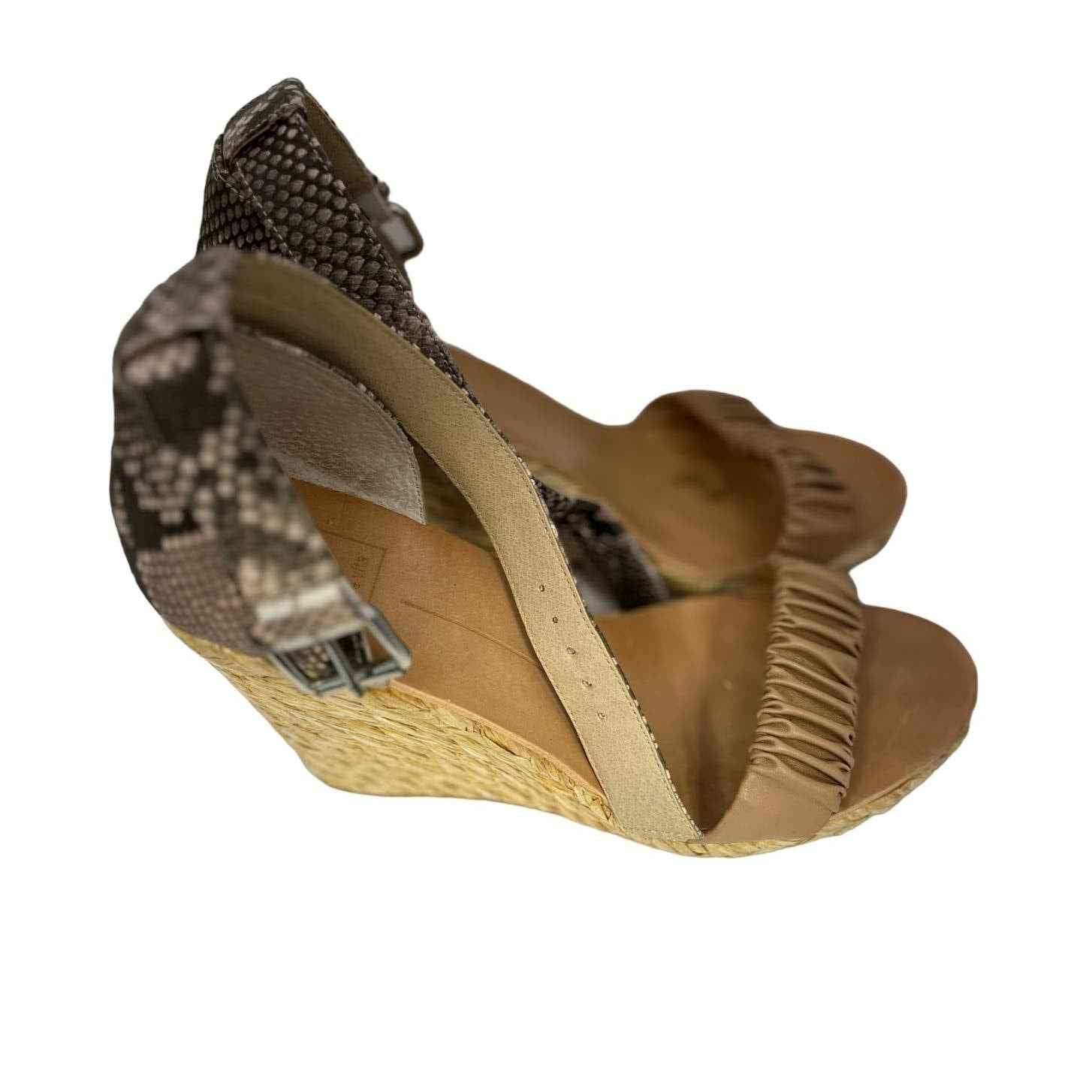 Dolce Vita Gray Snakeskin Nude Wedge Sandals Sz 9.5
